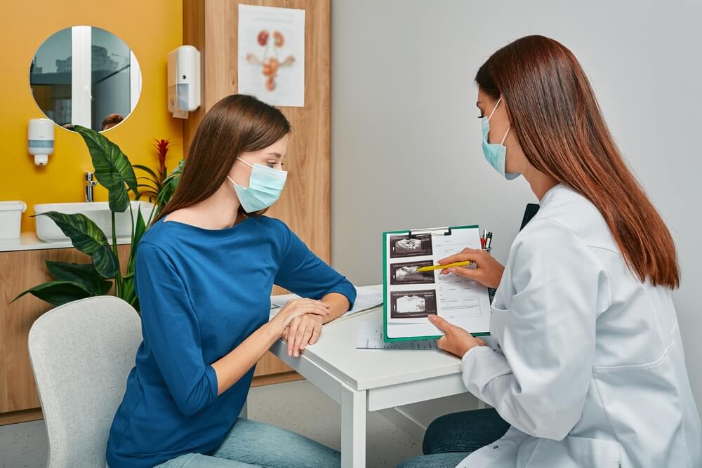 Gynecologist Showing an Ultrasound of Her Ovaries to a Woman During Her Patient Visit 